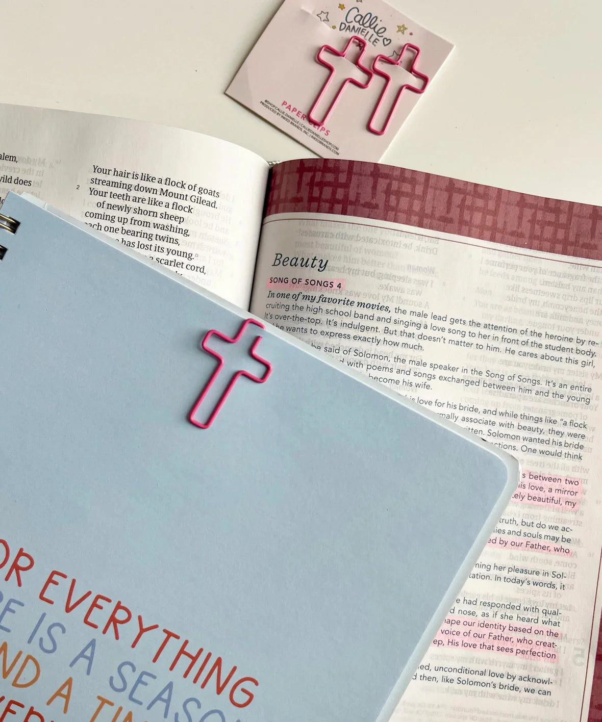 Pink Cross Paperclips