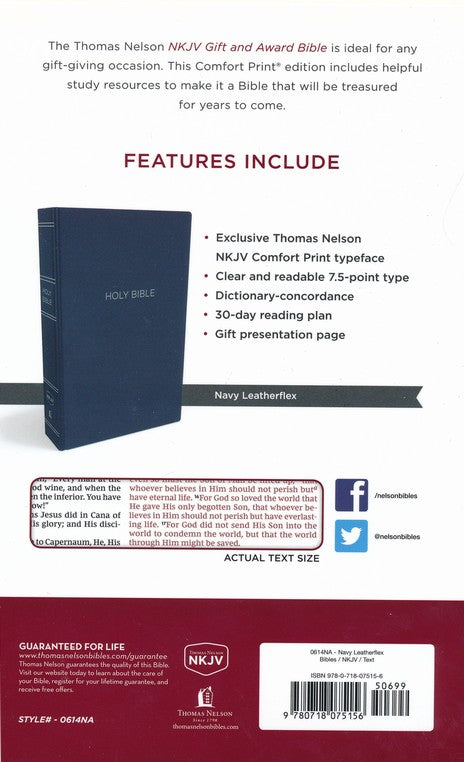 NKJV Gift and Award Bible, Blue