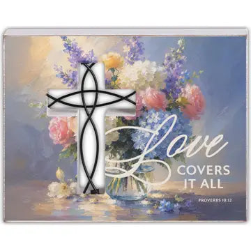 Tabletop Wire Plaque Love Covers It All