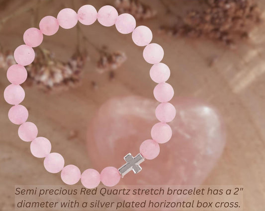 BRACELET RED QUARTZ STONE WITH CROSSi