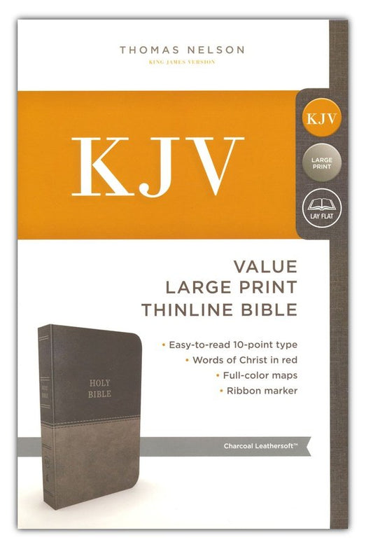 KJV, Value Thinline Bible, Large Print, Imitation Leather, Gray, Red Letter Edition