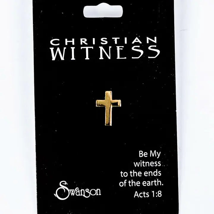 Cross Lapel Pin, Gold, 1/2In