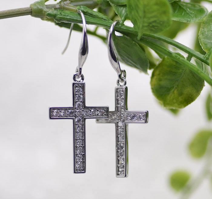 French Hook-Silver Cross Earrings