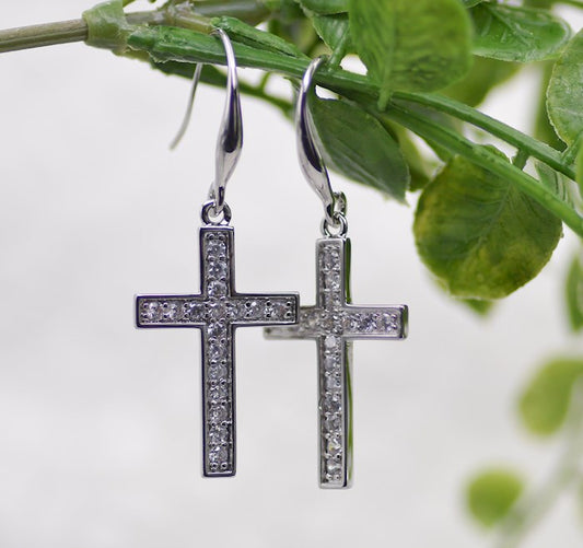 French Hook-Silver Cross Earrings