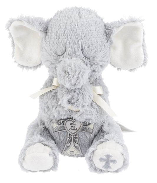 Serenity Elephant With Crib Cross, Gray (11″)