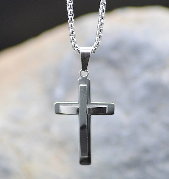 Silver Cross Necklace Ball Chain