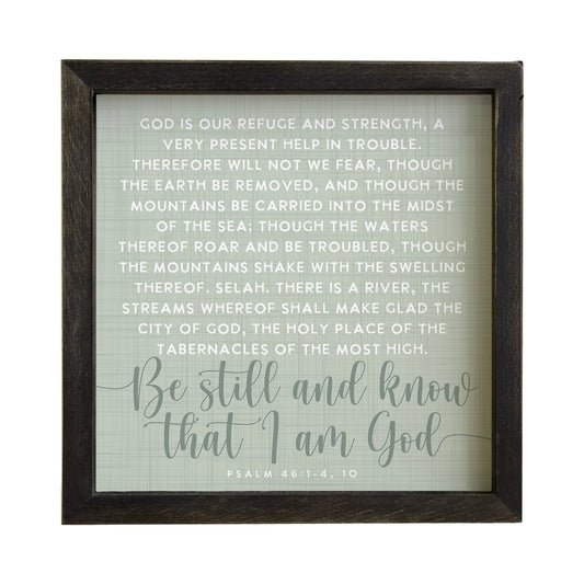 Rustic Frame-Be Still And Know Green (10" x 10")