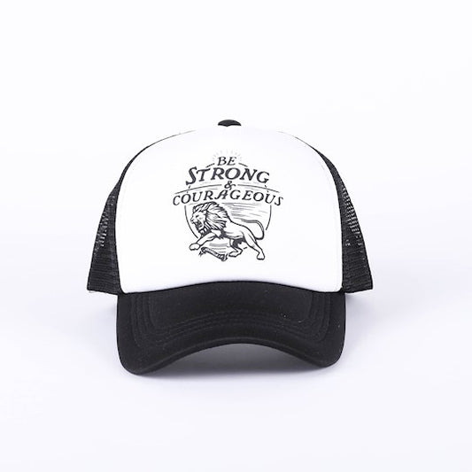 Strong & Courageous Trucker Hat, Black & White