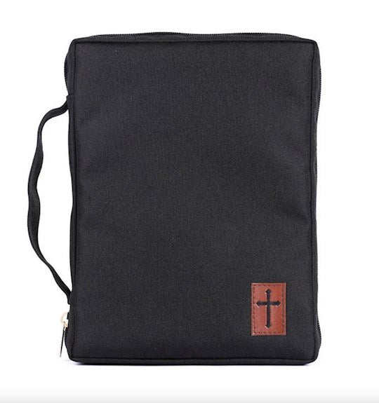 Cross Patch Canvas Bible Cover, Large