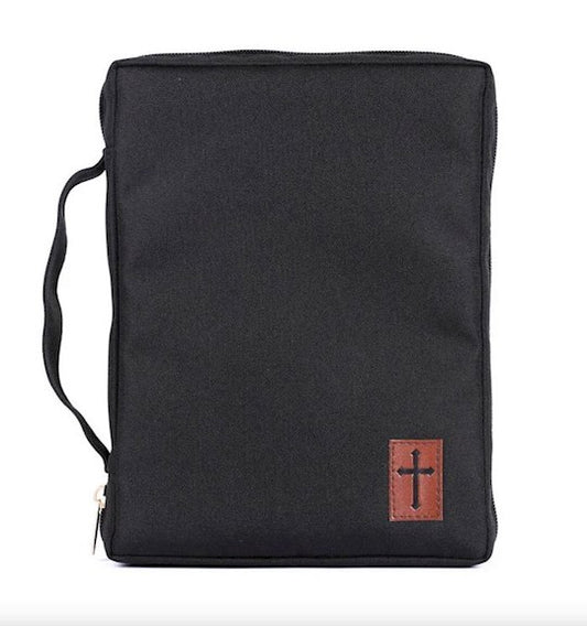 Cross Patch Canvas Bible Cover, Large
