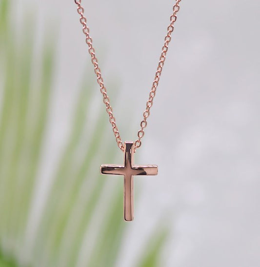Small Rose Gold Cross Necklace