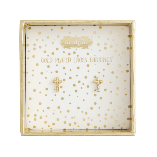 Gold Cross Stud Earrings