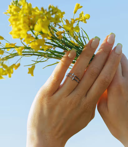 Women's Cross Ring – Double Cross Silver Ring