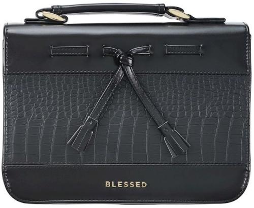 Bible Cover Fashion Black Blessed Badge Large