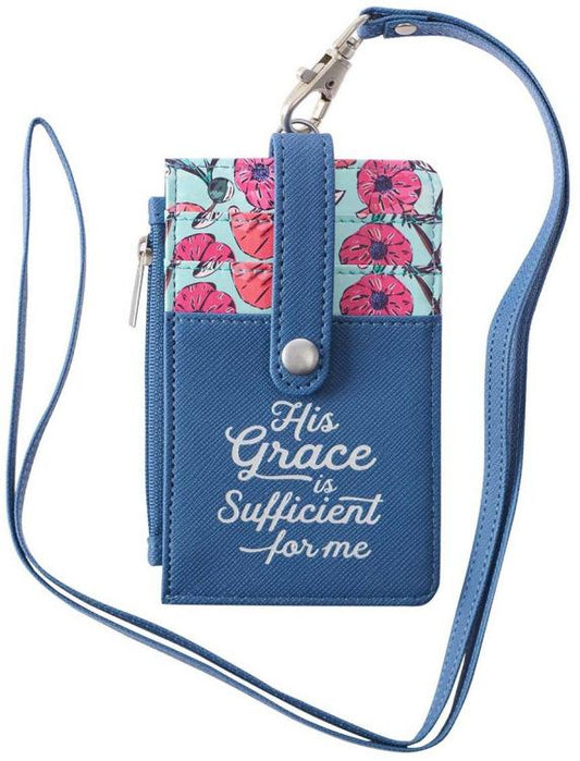 His Grace is Sufficient Faux Leather ID Card Holder