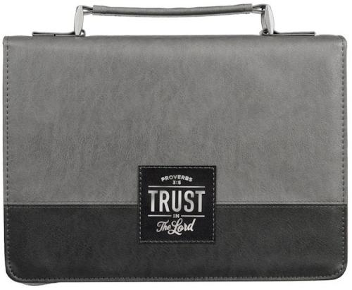Bible Cover Classic Gray/Black Trust in the Lord Prov. 3:5 Large