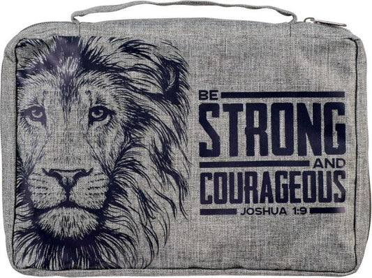 Strong & Courageous Joshua 1:9 Poly-Canvas Bible Bag, Gray