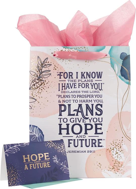 I Know the Plans Large Portrait Gift Bag with Card Set - Jeremiah 29:11