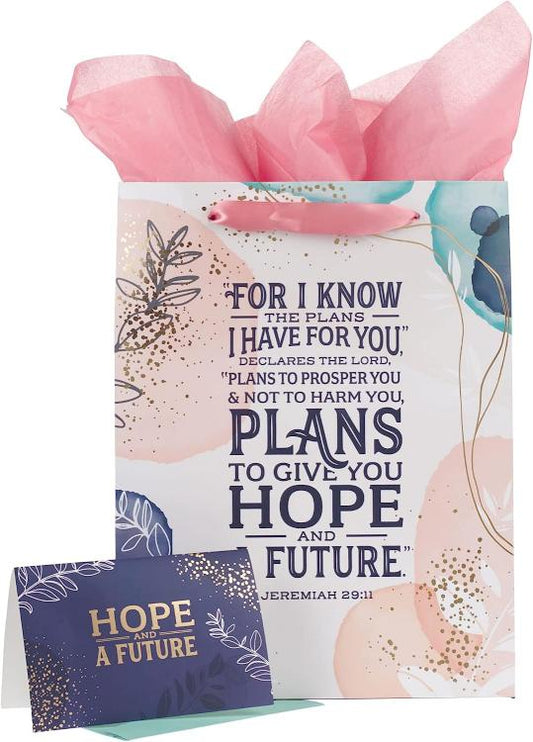 I Know the Plans Large Portrait Gift Bag with Card Set - Jeremiah 29:11