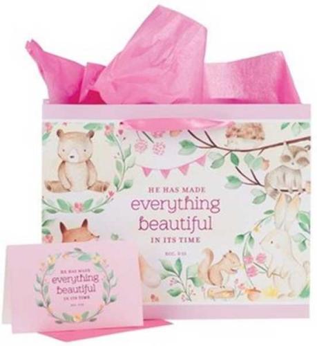 Everything Beautiful Forest Animals Large Landscape Gift Bag with Card Set - Ecclesiastes 3:11