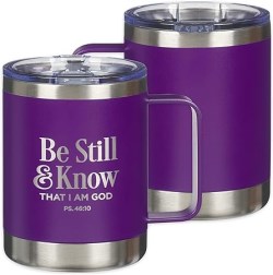 Be Still and Know Purple Camp-style Stainless Steel Mug, 12oz