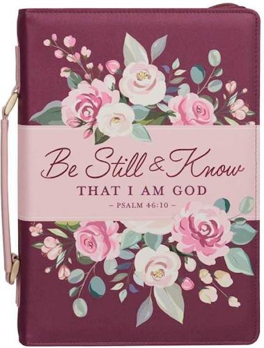 Bible Cover Fashion Burgundy Be Still Ps. 46:10 Large