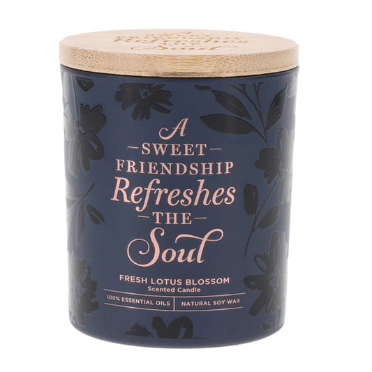 Sweet Friendship Fresh Lotus Blossom Scented Candle in a Glass Jar