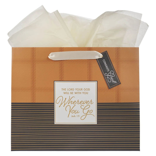 Wherever You Go Brown Large Landscape Gift Bag