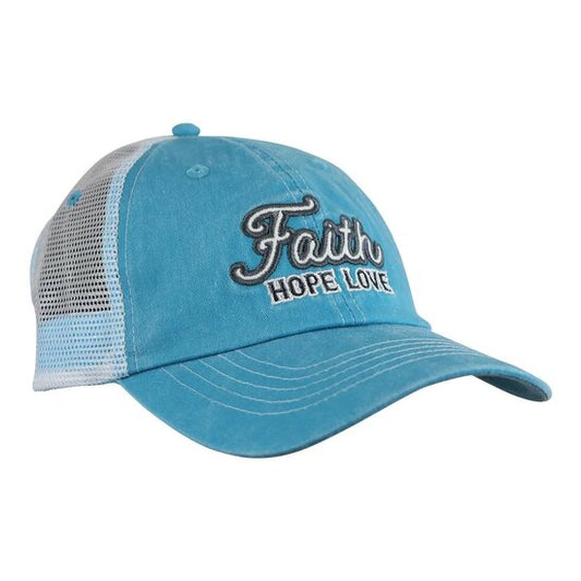 Baseball Cap Faith Hope Love Blue