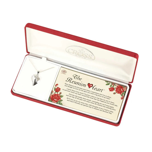 Reunion Heart Necklace Silver Plate, 18" Chain