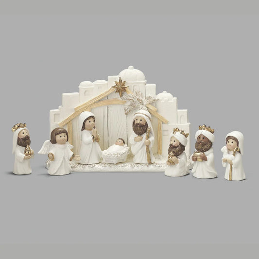 [139440] Children’s Nativity 9-Piece Set in All White