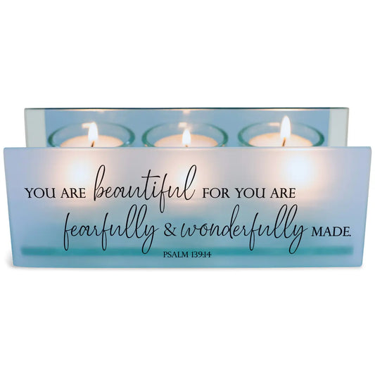 Beautiful Psalm 139:14 Blue Tealight