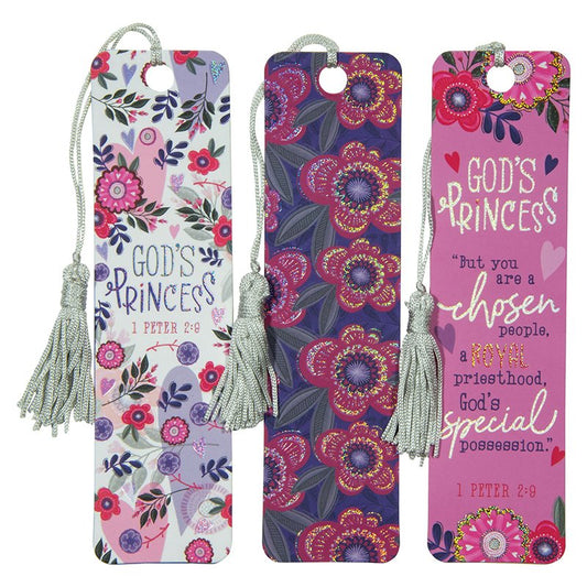 God's Princess Pink Floral Paper Bookmark Set - 1 Peter 2:9
