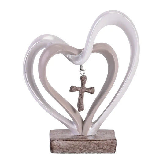 Tabletop Entwined Heart Cross 4.5