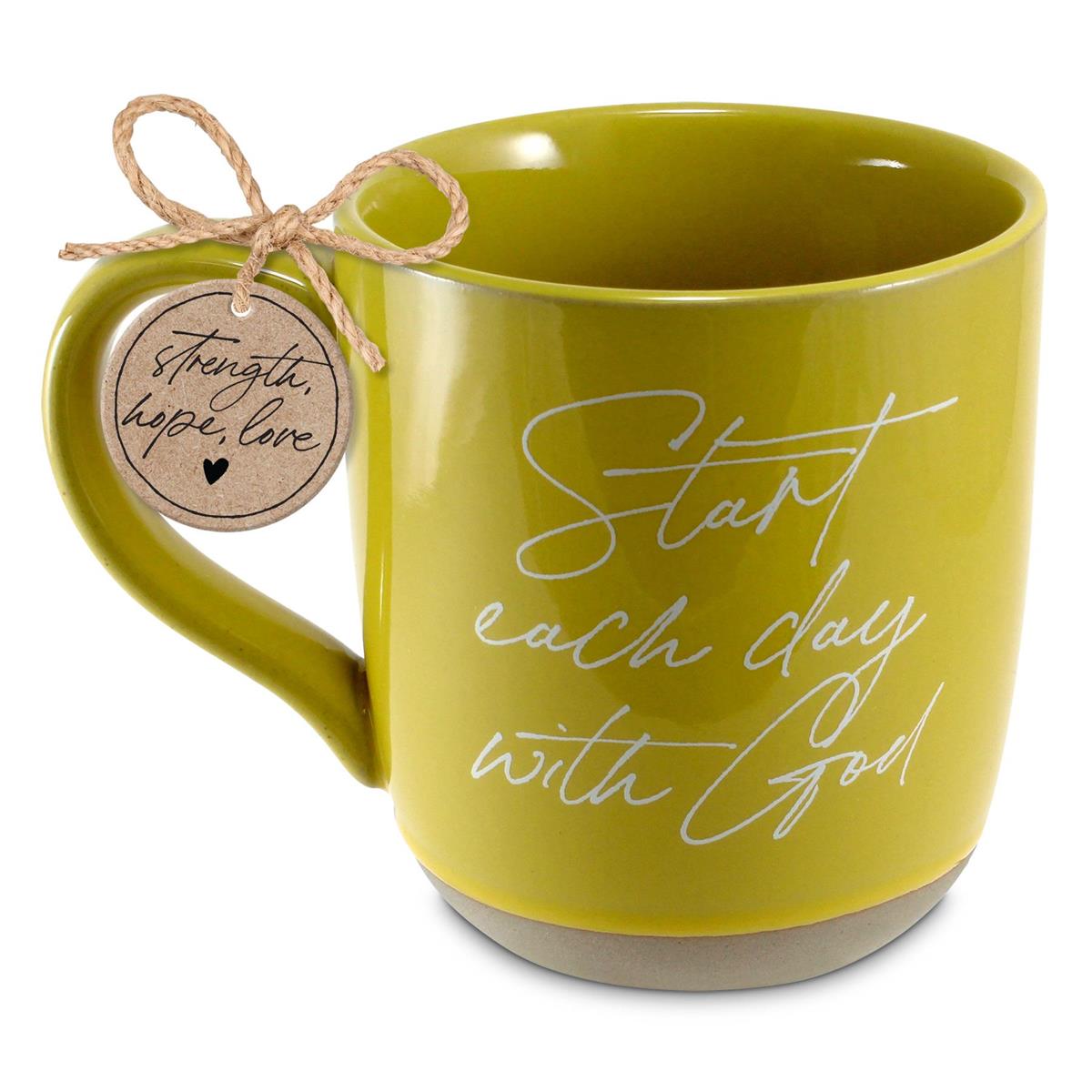 Coffee Mug Start Each Day Mustard Yellow