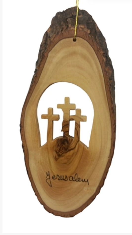 Bark Slice With Three Crosses SKU:B-23