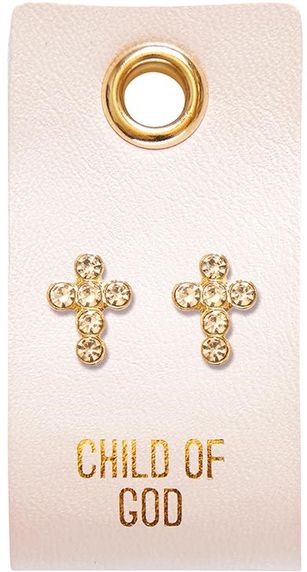 Leather Tag Earrings -Child of God - Circle Cross