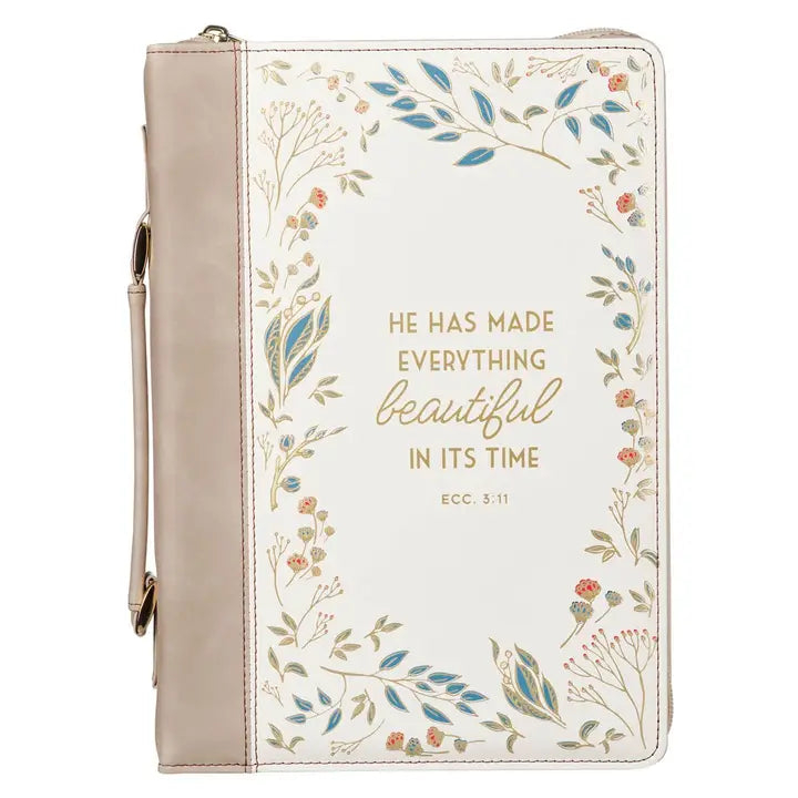 Bible Cover Fashion Cream Everything Beautiful Ecc. 3:11, XL