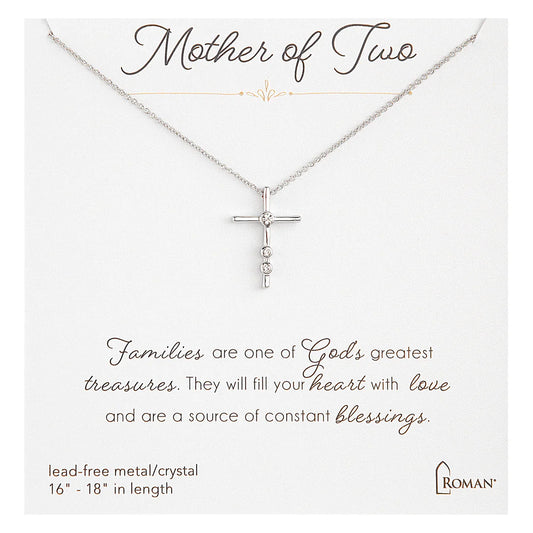 Mother of Two Necklace, Silver