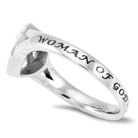 Women's Ring- Patchwork Cross Heart WOMAN OF GOD - PROVERBS 31