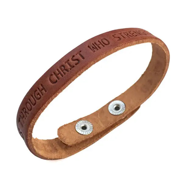 Philippians 4:13 Small Leather Bracelet