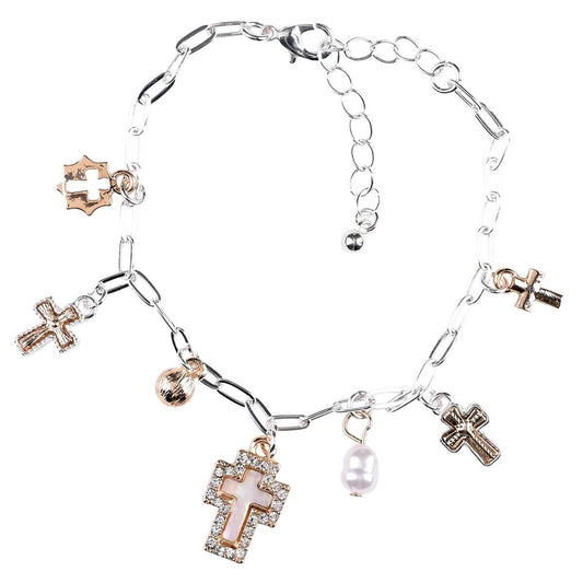 Bracelet Cross Mother of pearl 2Tone
