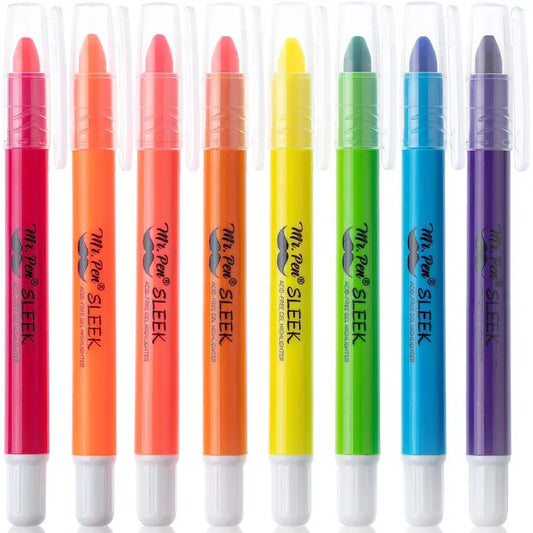 Mr. Pen No Bleed Gel Highlighter - Sharpenable Tip, 8 Pack