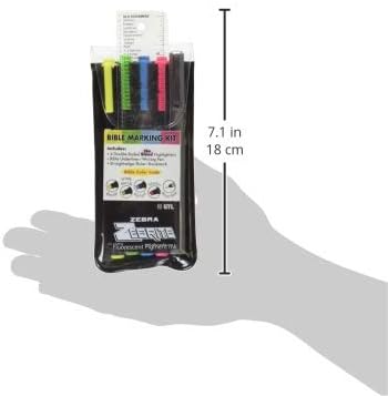 Zebrite Bible Marking Kit | No Bleed Pigmented Ink | No Fading or Smearing | Double Ended Highlighters, Note Pen & Books of the Bible Ruler/Bookmark (Set of 5 + Ruler)
