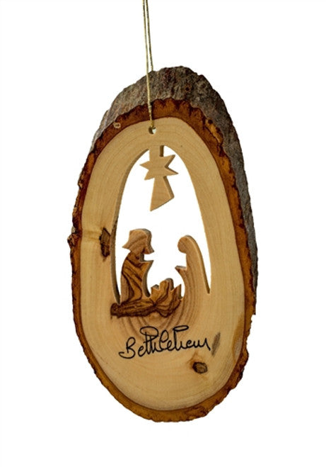 Bark Slice With Nativity - 4" To 6" N24