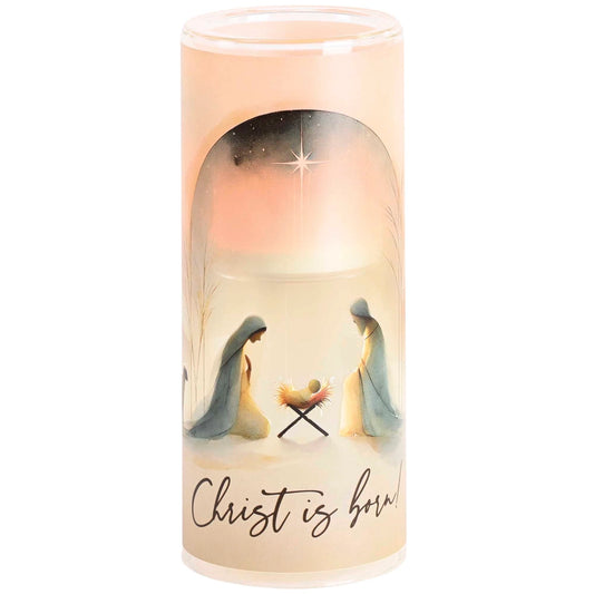 Candleholder Nativity Christ Is Born 10"