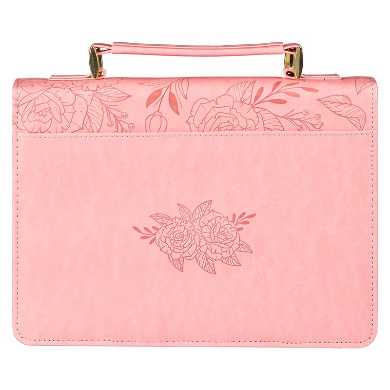 Strength and Dignity Rose Pink Faux Leather Bible Cover, Medium