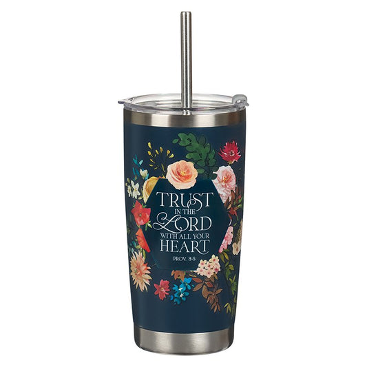 Trust In The Lord Stainless Steel Tumbler with Straw