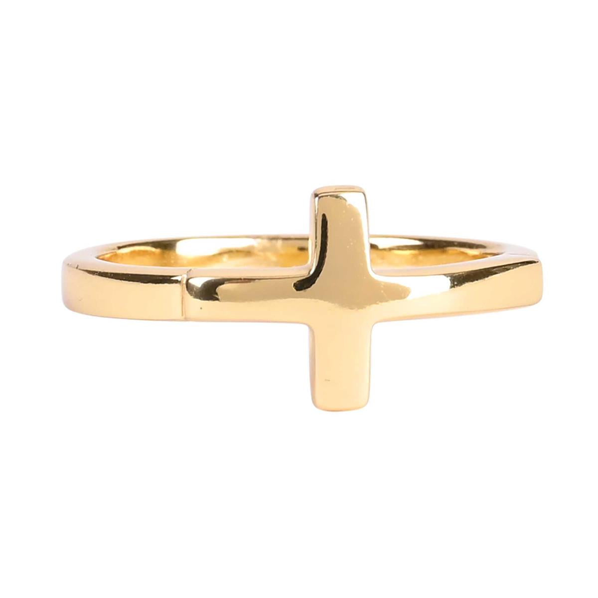 Ring Gold Plated Horizontal Cross