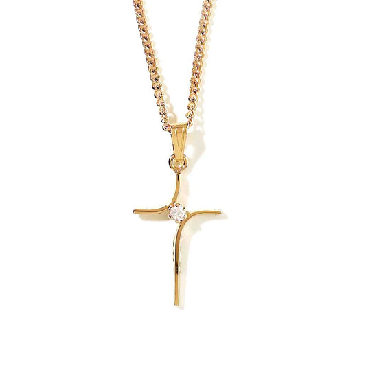 Gold Plated Floating Gold Cross Necklace, 18" Chain